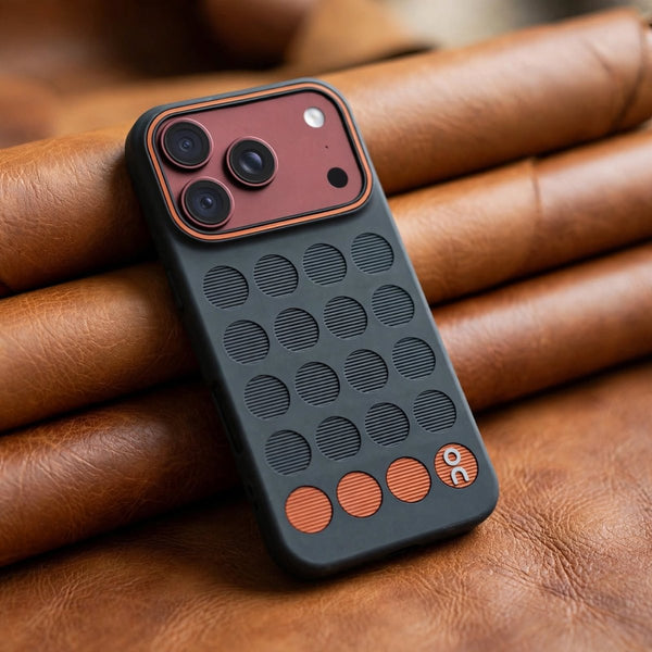 Stack Black (ORANGE CIRCLE) Silicone Case for Apple iphone 18 Pro - The Hatke
