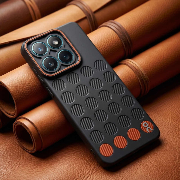 Stack Black (ORANGE CIRCLE) Silicone Case for Motorola Edge 60 Fusion - The Hatke