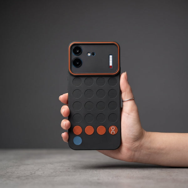 Stack Black (ORANGE CIRCLE) Silicone Case for Nothing Phone 4b - The Hatke