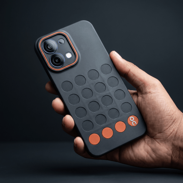 Stack Black (ORANGE CIRCLE) Silicone Case for Oppo F31 - The Hatke