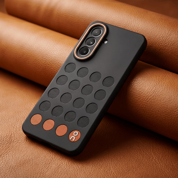 Stack Black (ORANGE CIRCLE) Silicone Case for Samsung M47 - The Hatke