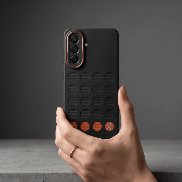 Stack Black (ORANGE CIRCLE) Silicone Case for Samsung M47 - The Hatke