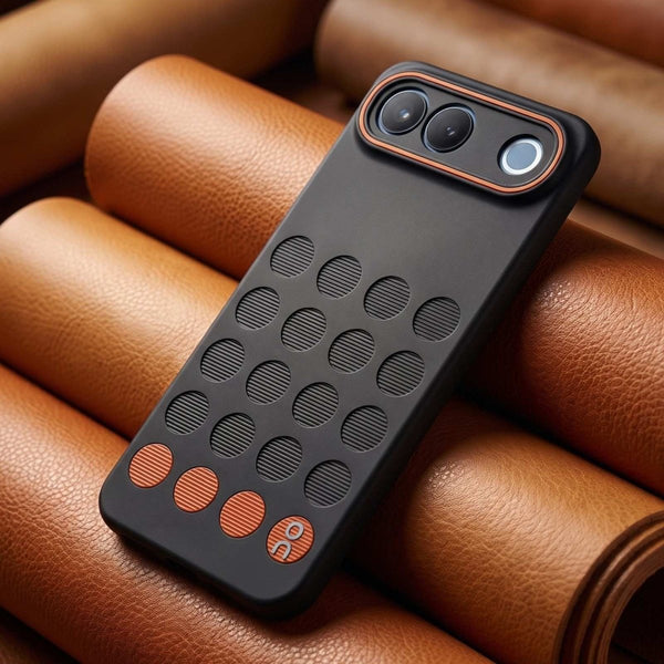 Stack Black (ORANGE CIRCLE) Silicone Case for Vivo S2 - The Hatke