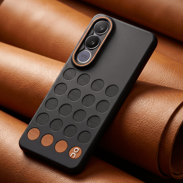 Stack Black (ORANGE CIRCLE) Silicone Case for Vivo V70 FE - The Hatke