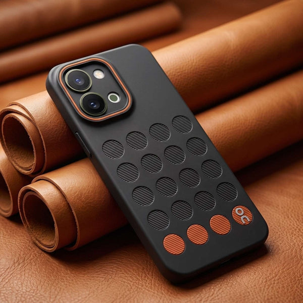 Stack Black (ORANGE CIRCLE) Silicone Case for Vivo Y51 Pro - The Hatke