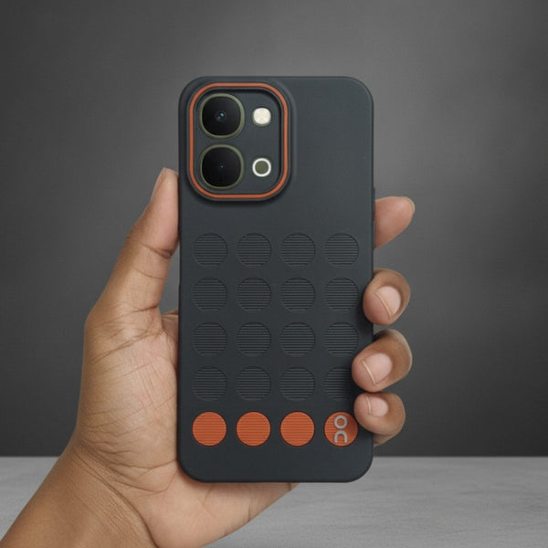 Stack Black (ORANGE CIRCLE) Silicone Case for Vivo Y51 Pro - The Hatke
