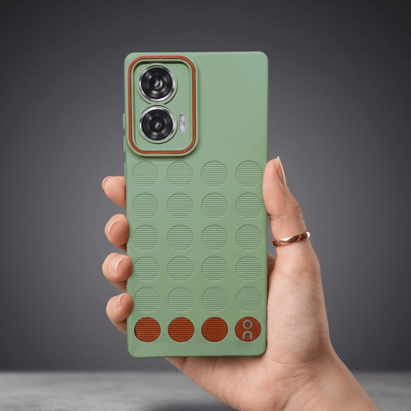 Stack Green (Brown circle) Silicone Case for Motorola Edge 50 Fusion - The Hatke