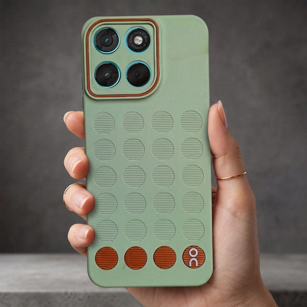 Stack Green (Brown circle) Silicone Case for Motorola G57 Power - The Hatke