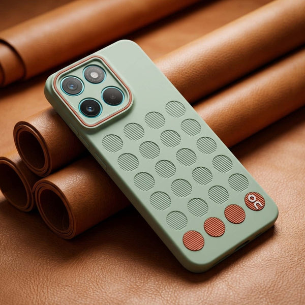 Stack Green (Brown circle) Silicone Case for Motorola G57 Power - The Hatke