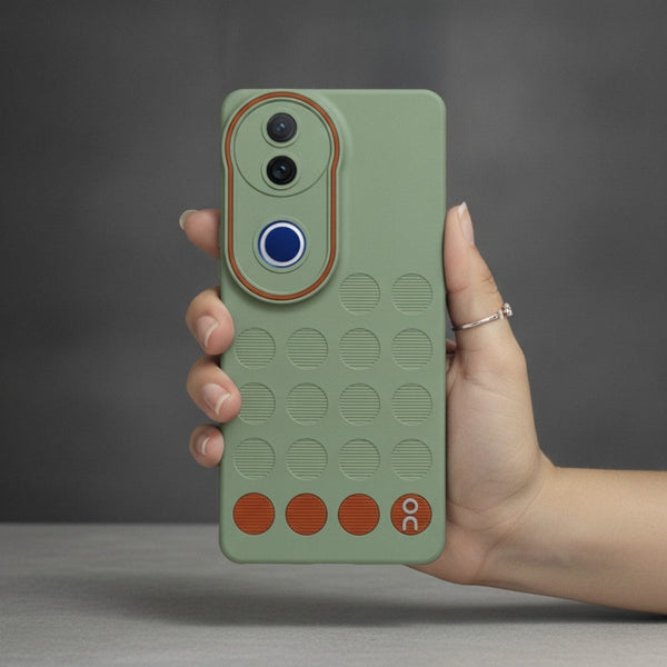 Stack Green (Brown circle) Silicone Case for Vivo T4R - The Hatke