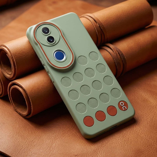 Stack Green (Brown circle) Silicone Case for Vivo T4R - The Hatke