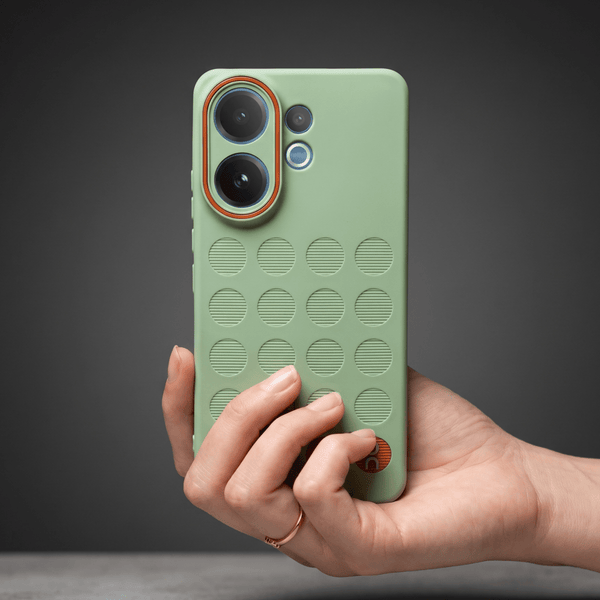 Stack Green (Brown circle) Silicone Case for Vivo V60 - The Hatke