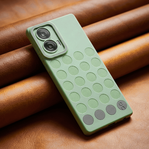 Stack Green (Grey circle) Silicone Case for Motorola Edge 50 Fusion - The Hatke