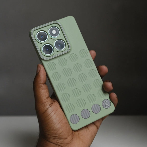 Stack Green (Grey circle) Silicone Case for Motorola Edge 60 Fusion - The Hatke