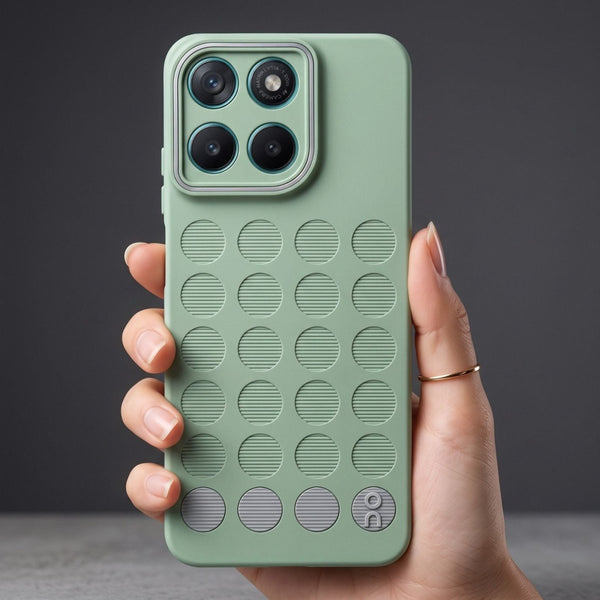 Stack Green (Grey circle) Silicone Case for Motorola G57 Power - The Hatke
