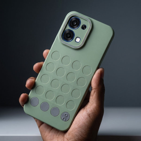 Stack Green (Grey circle) Silicone Case for Oppo F31 - The Hatke