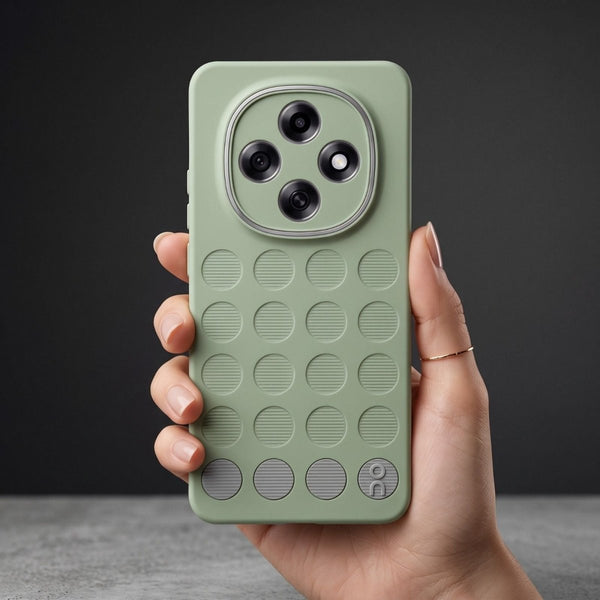 Stack Green (Grey circle) Silicone Case for Oppo F31 Pro - The Hatke