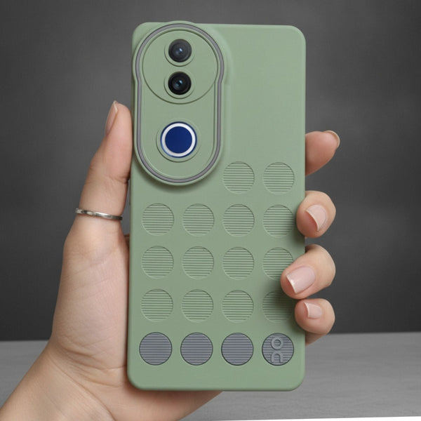 Stack Green (Grey circle) Silicone Case for Vivo T4R - The Hatke