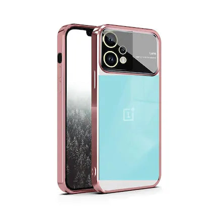 Luxury Plating Pink Camera Protection Transparent Case for Oneplus Nord CE 2 Lite