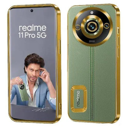 Gold 6D Chrome Logo Cut Transparent Case for Realme 11 Pro Plus