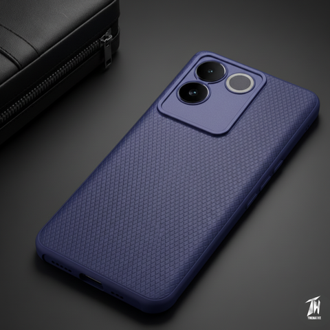 Dark Blue Line Wave Silicone Case for Vivo T2 Pro