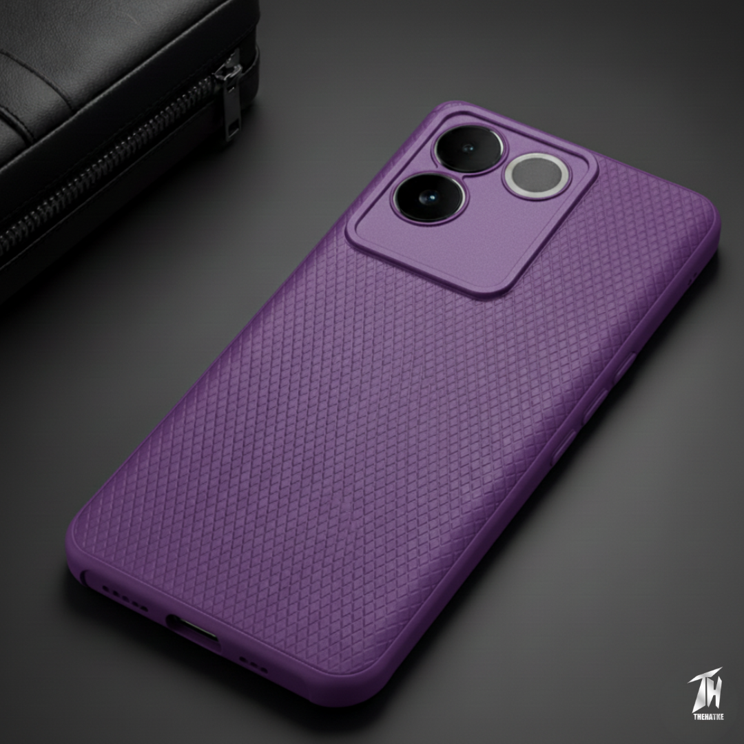 Deep Purple Line Wave Silicone Case for Vivo T2 Pro