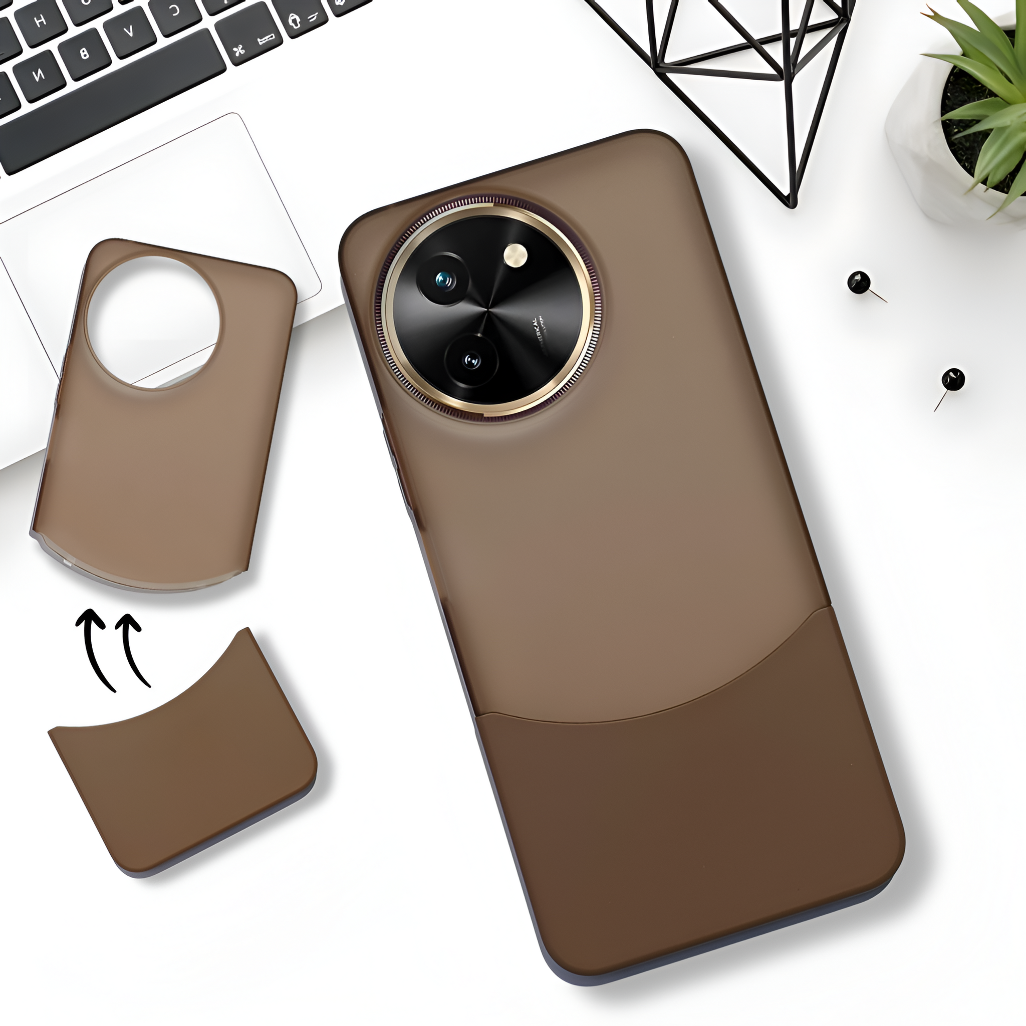 Brown Detach Matte Case For Vivo T3X