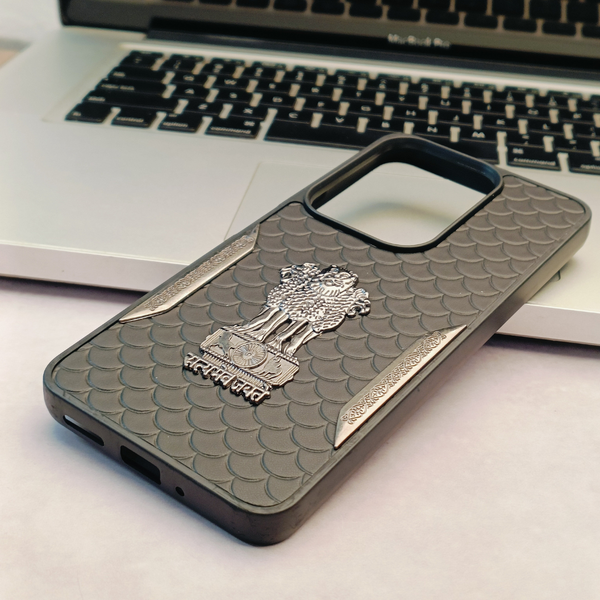 Black Satyameva Jayate embossed Leather Case for Vivo T4X