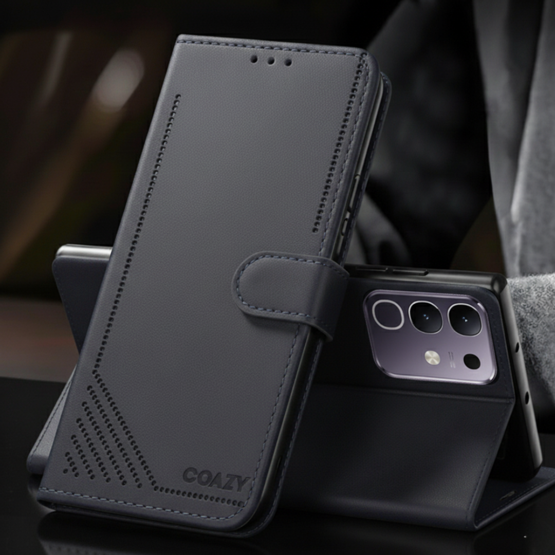 Velvet Black Flip Leather Case for Vivo T4X