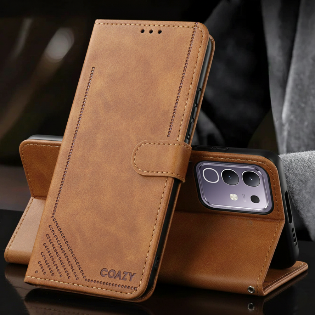 Velvet Brown Flip Leather Case for Vivo T4x
