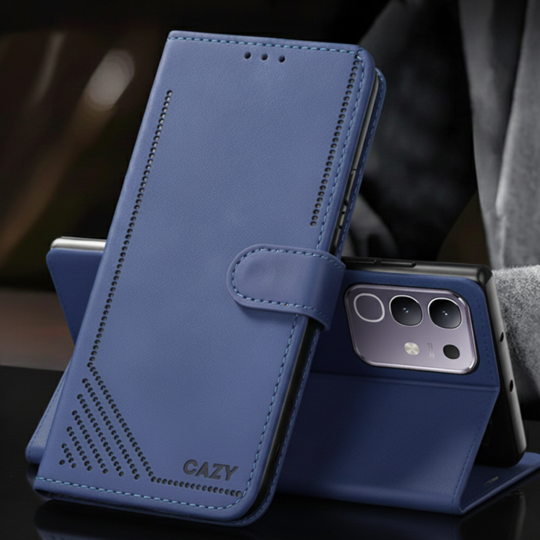 Velvet Dark Blue Flip Leather Case for Vivo T4X