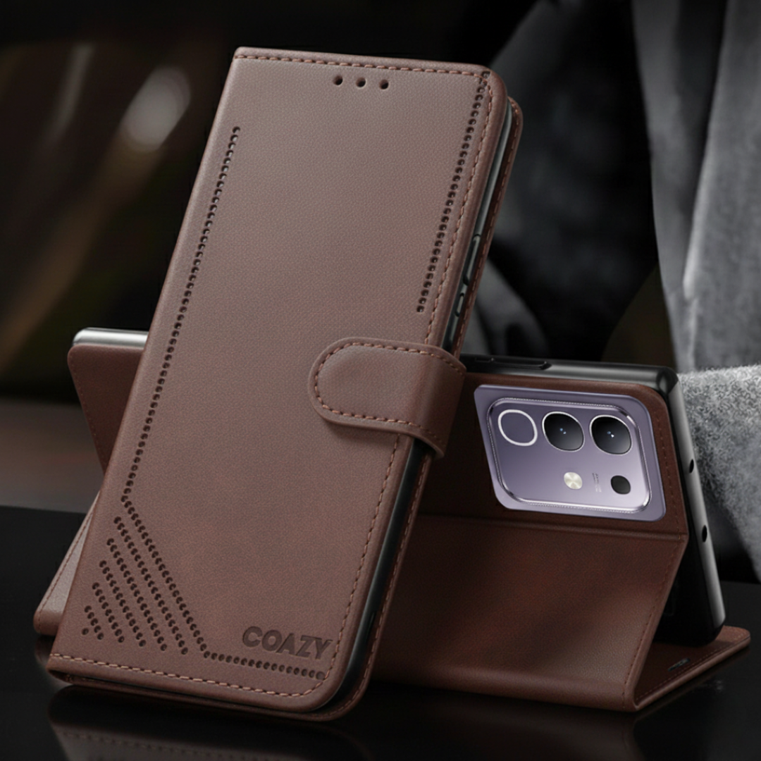 Velvet Dark Brown Flip Leather Case for Vivo T4X