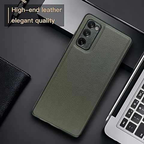 Raised Edges Grey Leather Case for Samsung S20 Fe