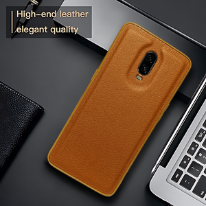 Raised Edges Brown Leather Case for Oneplus 7