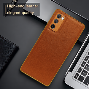 Raised Edges Brown Leather Case for Samsung S20 Fe