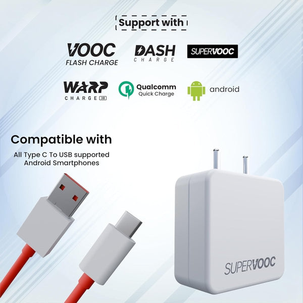 TheHatke 85W - USB Type C Power Charger for Oneplus - WHITE - The Hatke