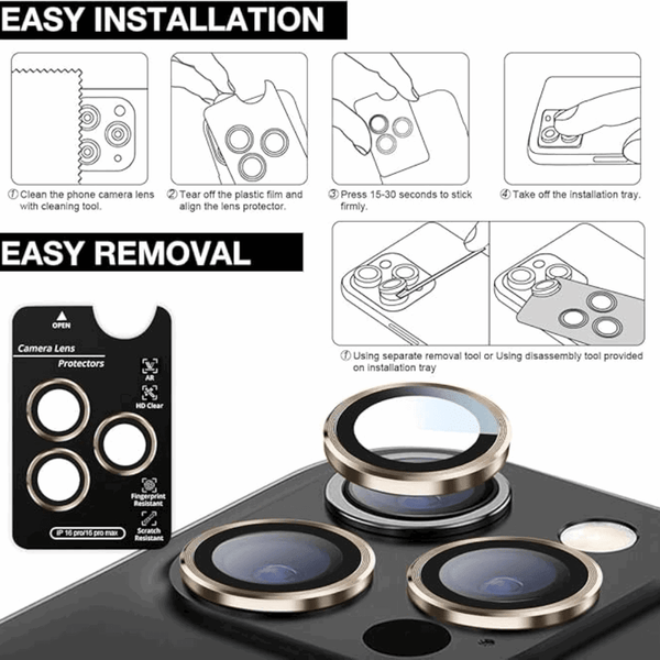 Titanium Brown Metallic camera ring lens guard for Apple iphone 16 Pro - The Hatke