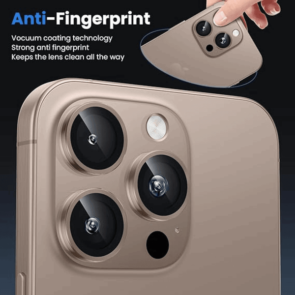 Titanium Brown Metallic camera ring lens guard for Apple iphone 16 Pro Max - The Hatke
