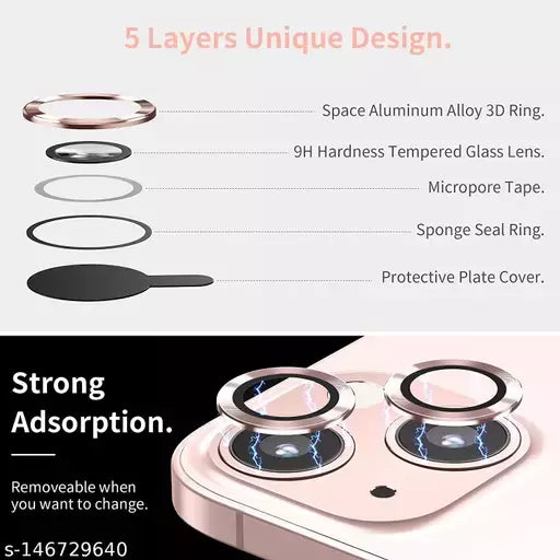 Pink Metallic camera ring lens guard for Apple iphone 15 Plus