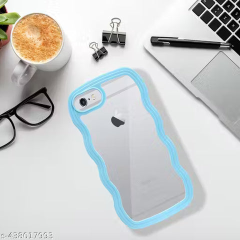 LIight Blue Zig Zag Frame  Silicon Case for Apple Iphone 7