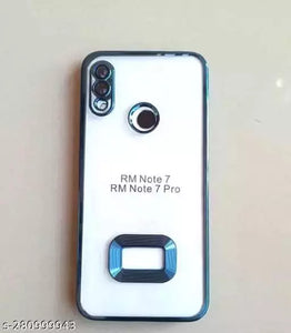 Blue 6D Chrome Logo Cut Transparent Case for Redmi Note 7 Pro