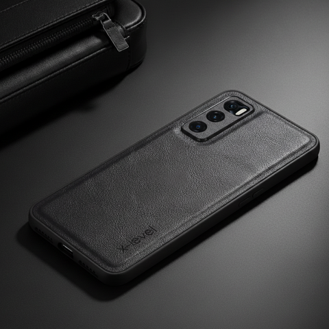 X-LEVEL Black Leather Case for Vivo V20 SE