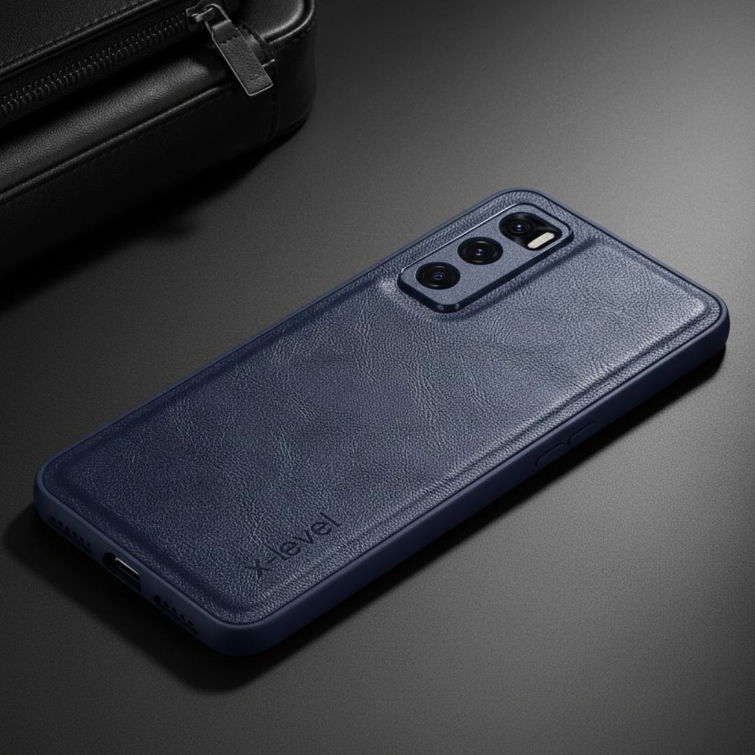 X-LEVEL Dark Blue Leather Case for Vivo V20 SE