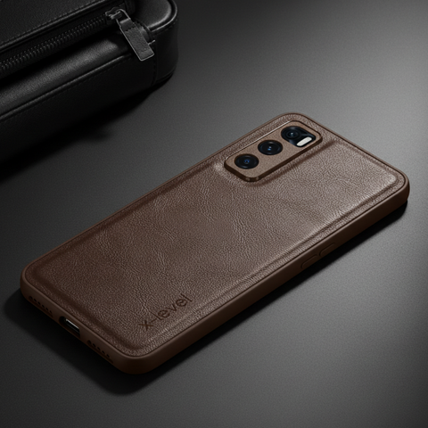 X-LEVEL Dark Brown Leather Case for Vivo V20 SE