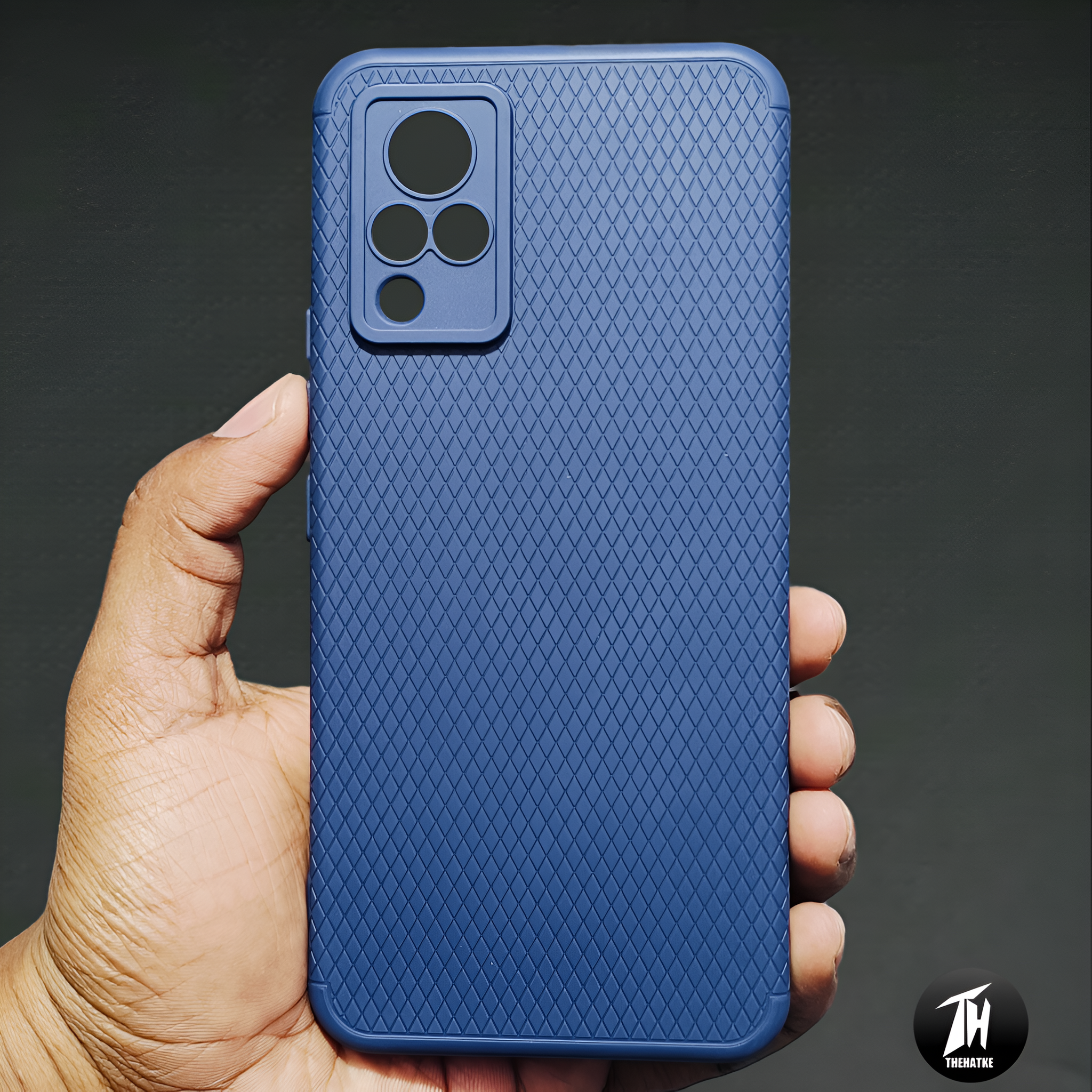 Dark Blue Line Wave Silicone Case for Vivo V21