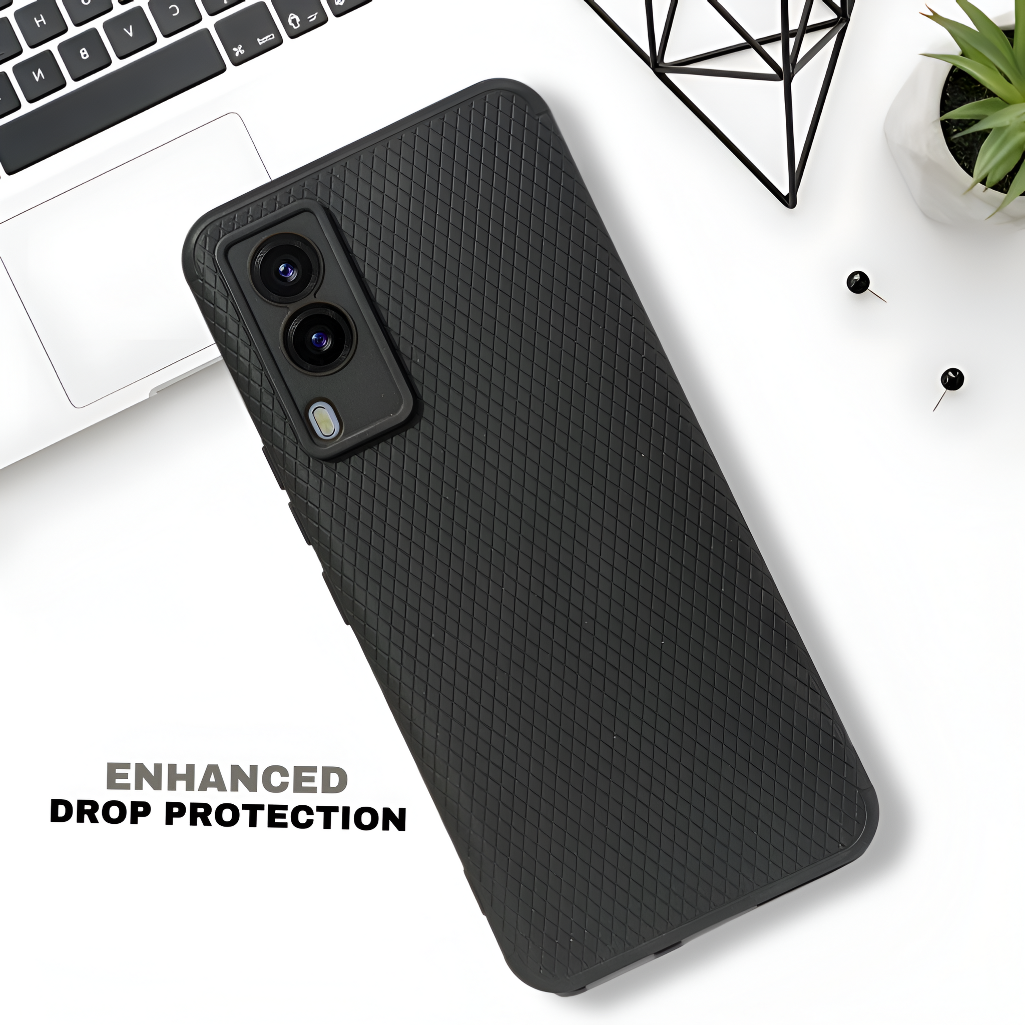 Black Line Wave Silicone Case for Vivo V21E