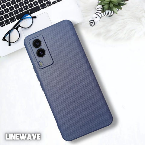 Dark Blue Line Wave Silicone Case for Vivo V21E
