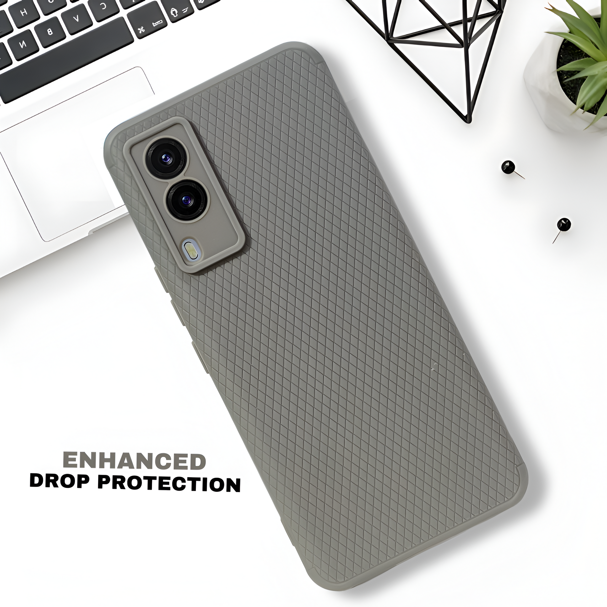 Grey Line Wave Silicone Case for Vivo V21E