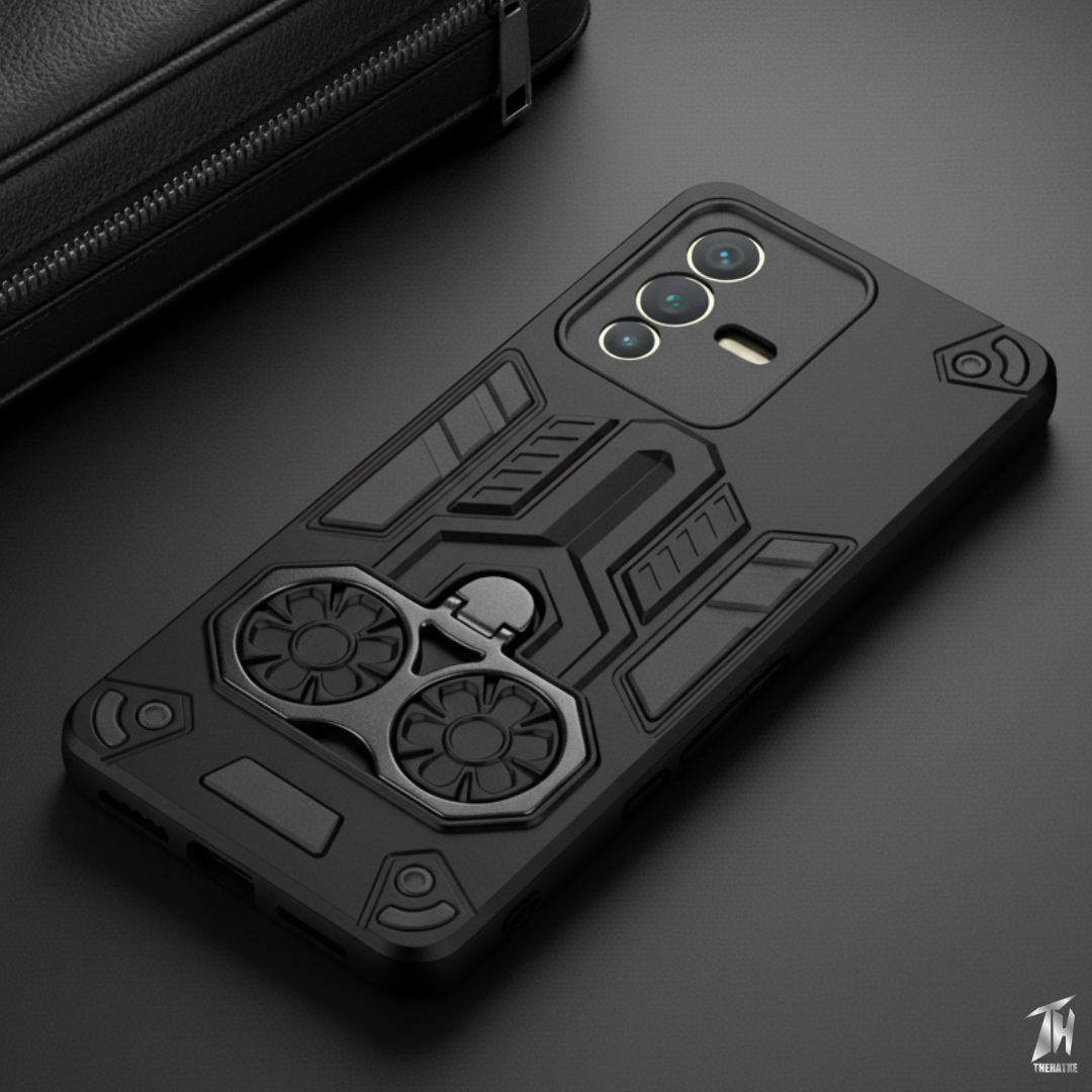Black Cycle Armor Silicone Case for Vivo V23