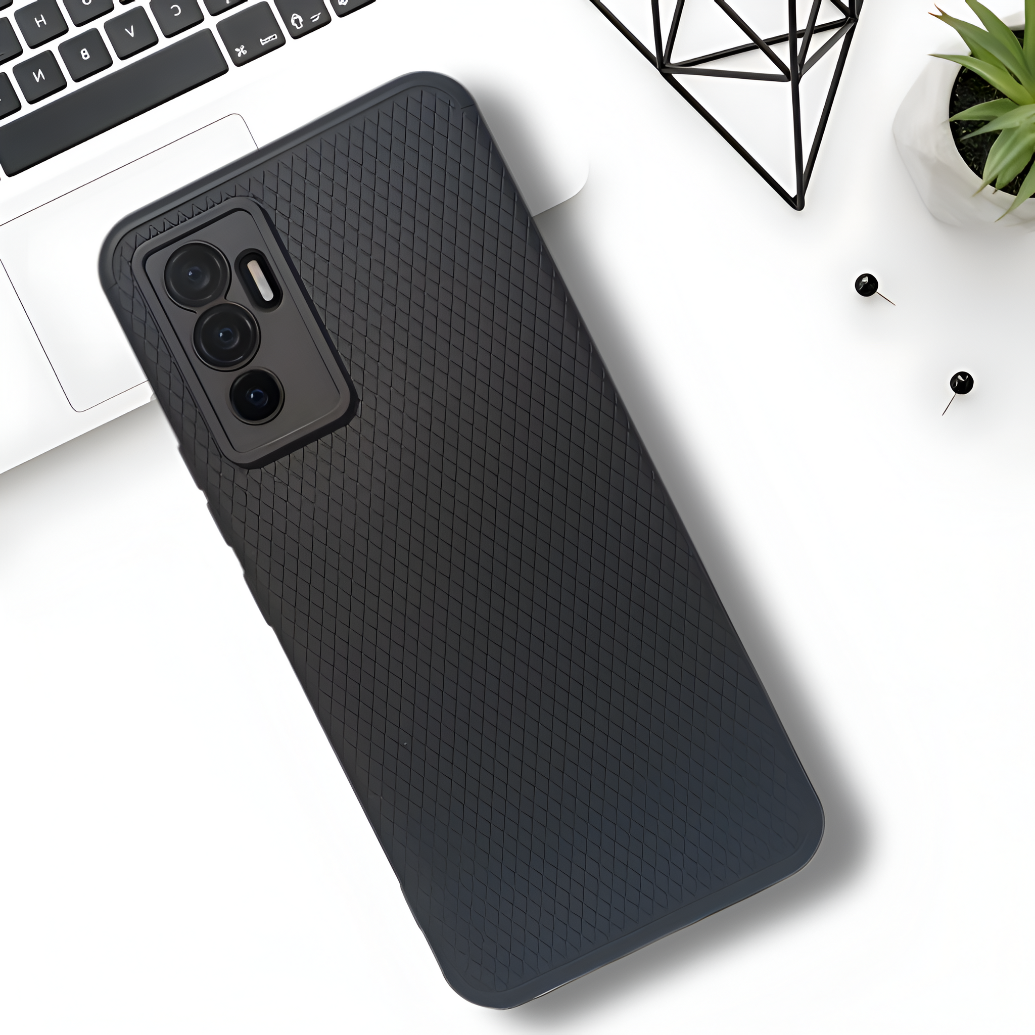 Black Line Wave Silicone Case for Vivo V23E